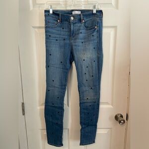 LOFT size 4 medium wash jeans with polka dot pattern